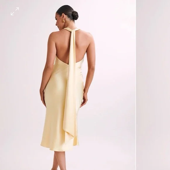 Midi Satin Butter Yellow Dress - Meshki - Picture 2 of 8